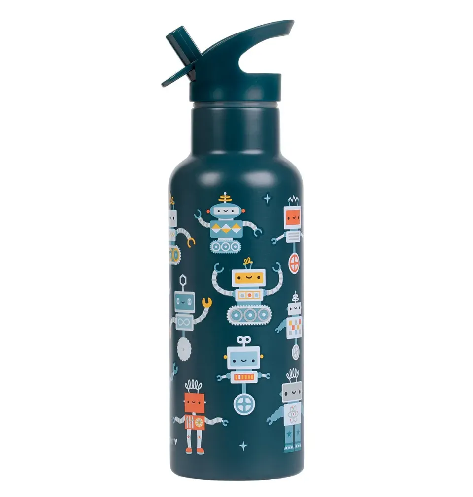 A Little Lovely Company Robots XL rvs drinkfles 500 ml