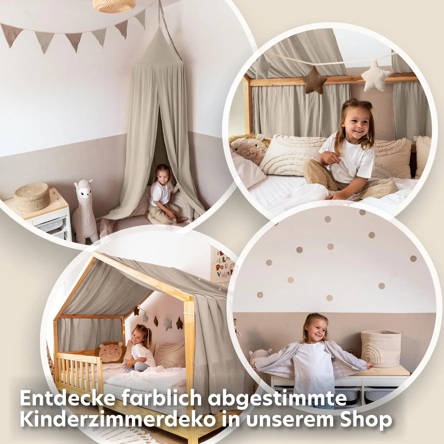 Lilimaus Babybett Himmel Musselin babyhemel wit met stok