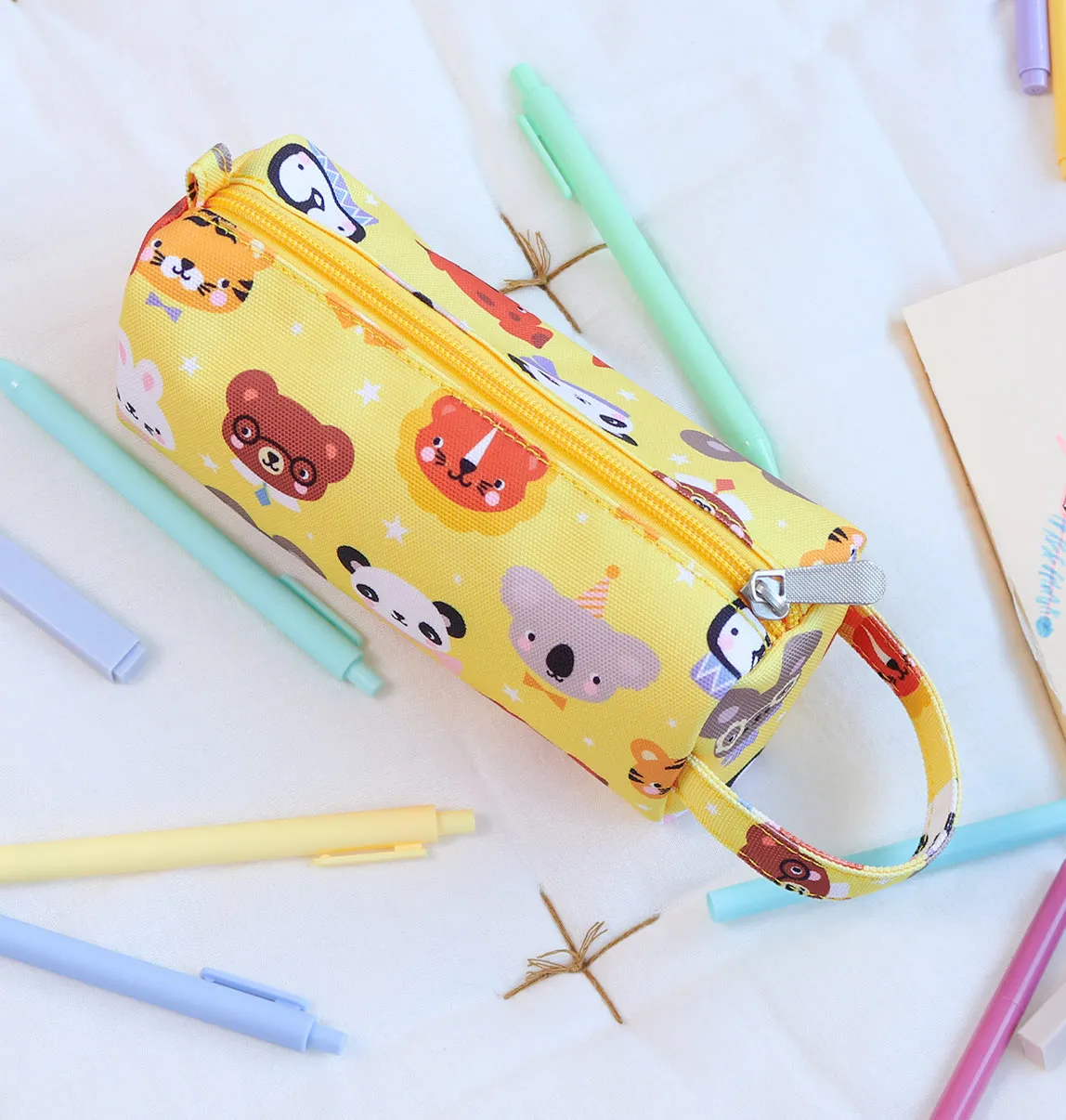 A Little Lovely Company Dierenvriendjes etui geel – gevoerd