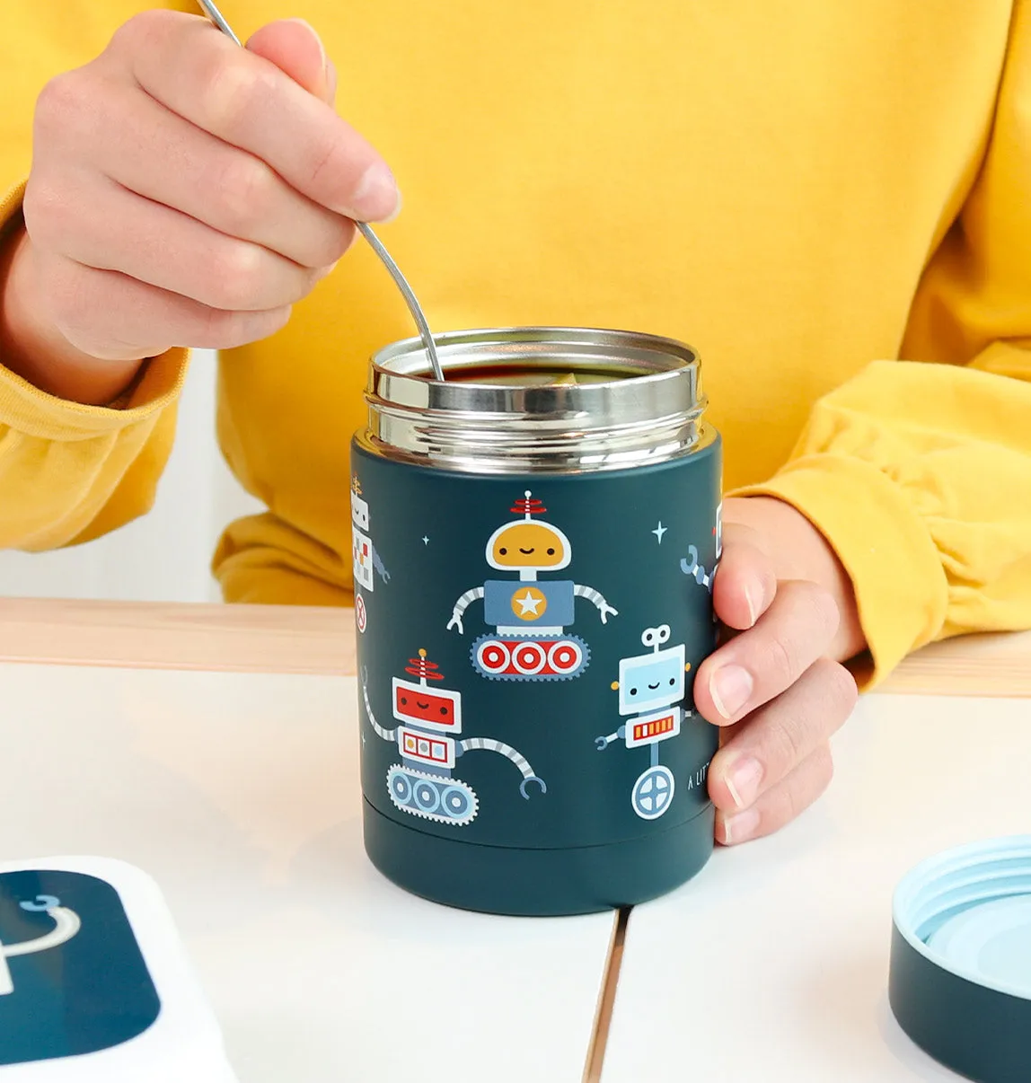 A Little Lovely Company Robots RVS voedselpot 300 ml geïsoleerd