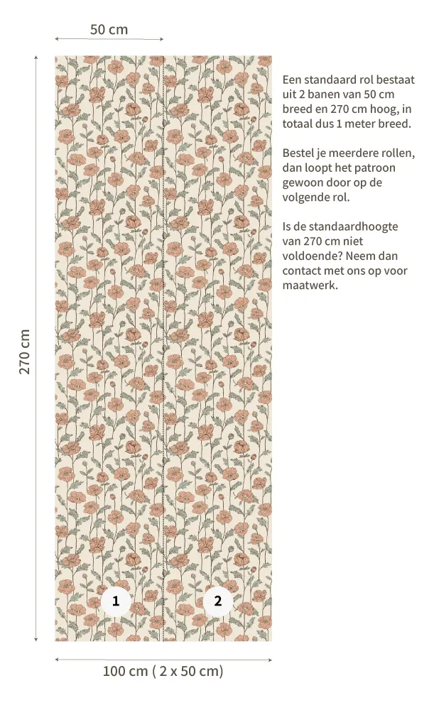 Little Amour Poppy Amour behang zalmroze 1 rol zacht