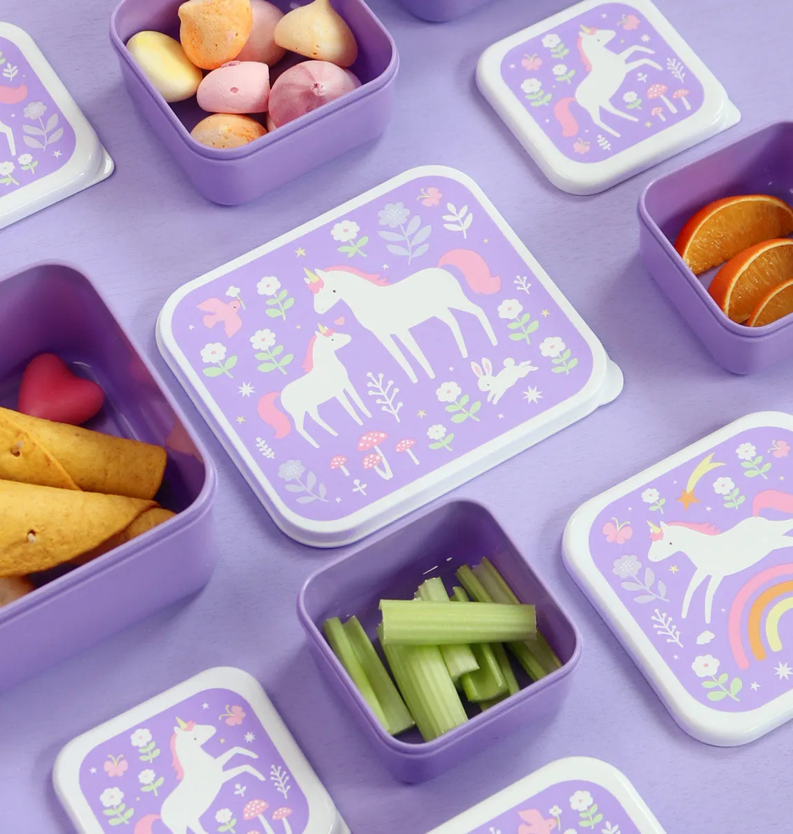 A Little Lovely Company Unicorn Dreams lunch snackbox set 4-delig
