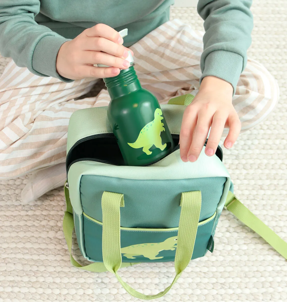 A Little Lovely Company Dinosaurus kleine RVS drinkfles 350 ml