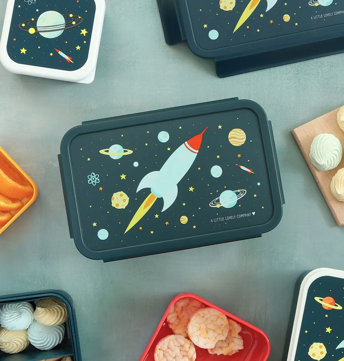 A Little Lovely Company Ruimte bento lunchbox blauw