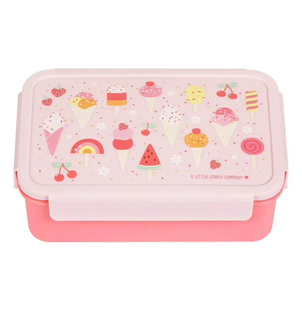 A Little Lovely Company IJsjes bento lunchbox roze met vakjes