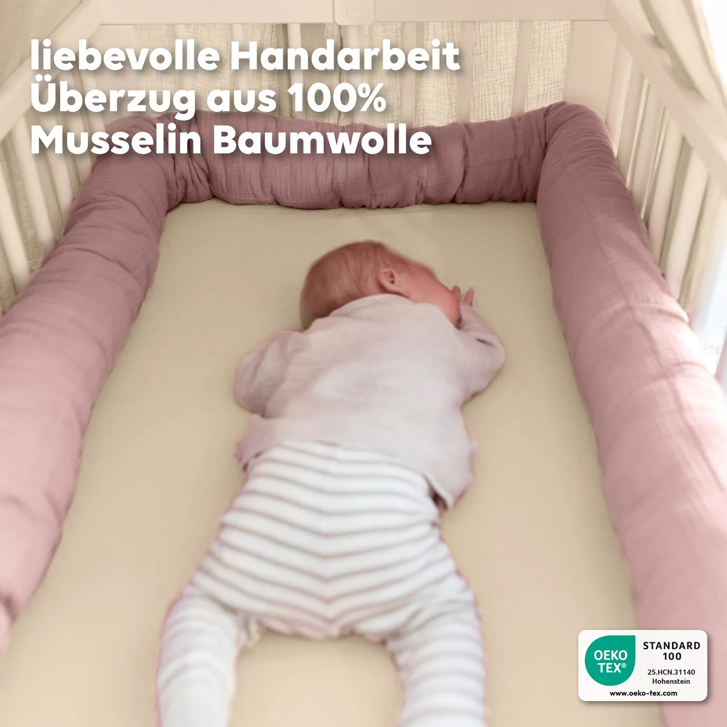 Lilimaus Bettschlange Bedslang Mousseline Eucalyptus 200cm