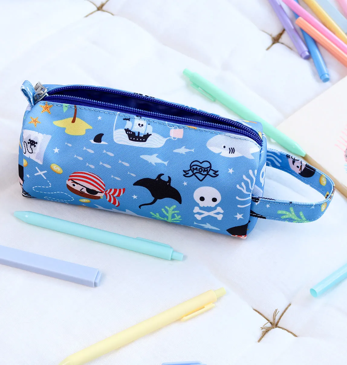 A Little Lovely Company Piraten etui blauw gevoerd handvat