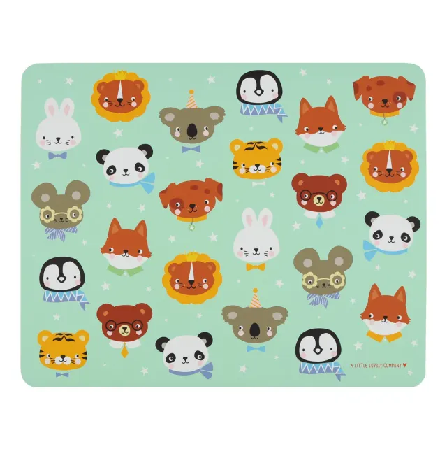 A Little Lovely Company Dierenvriendjes placemat groen vinyl antislip
