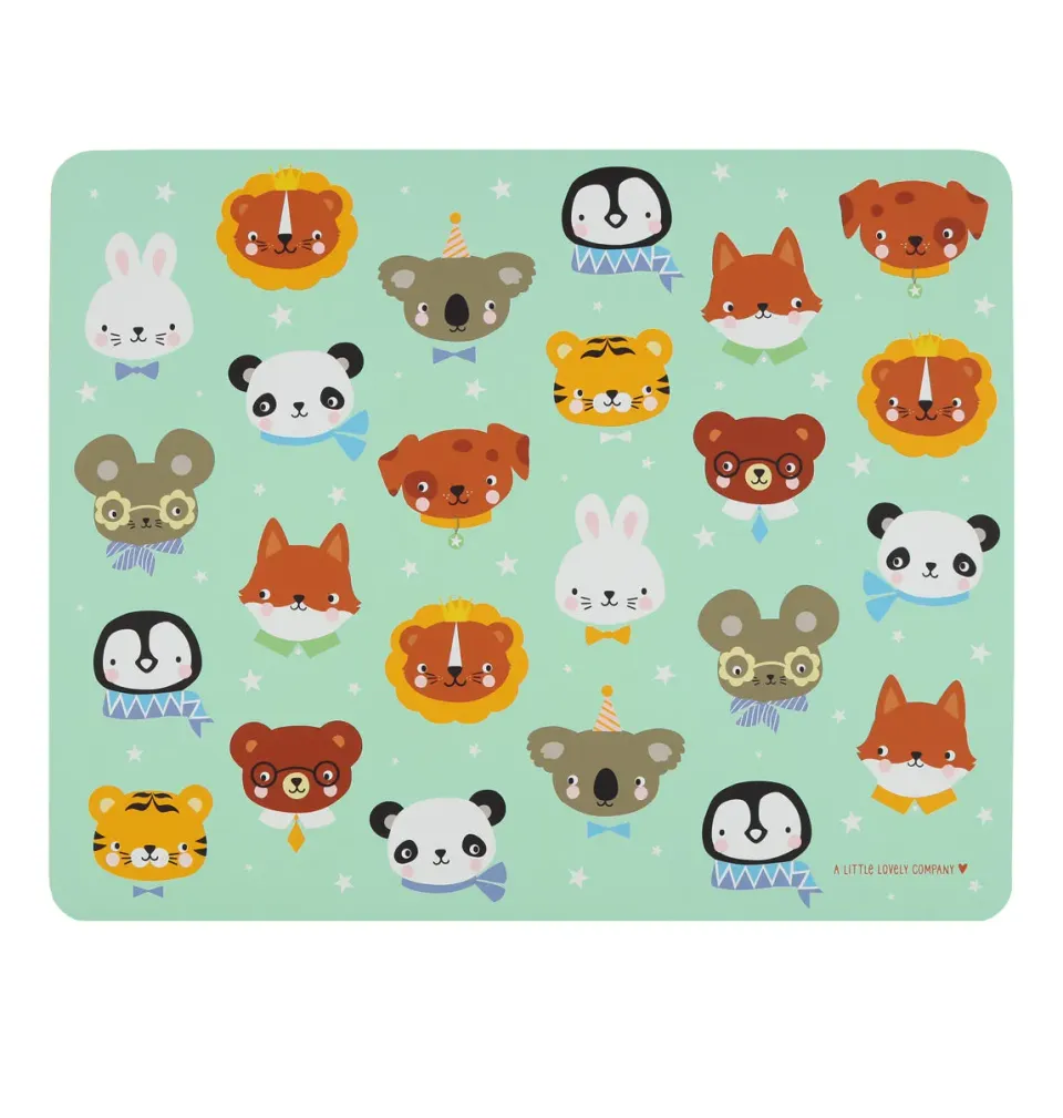 A Little Lovely Company Dierenvriendjes placemat groen vinyl antislip
