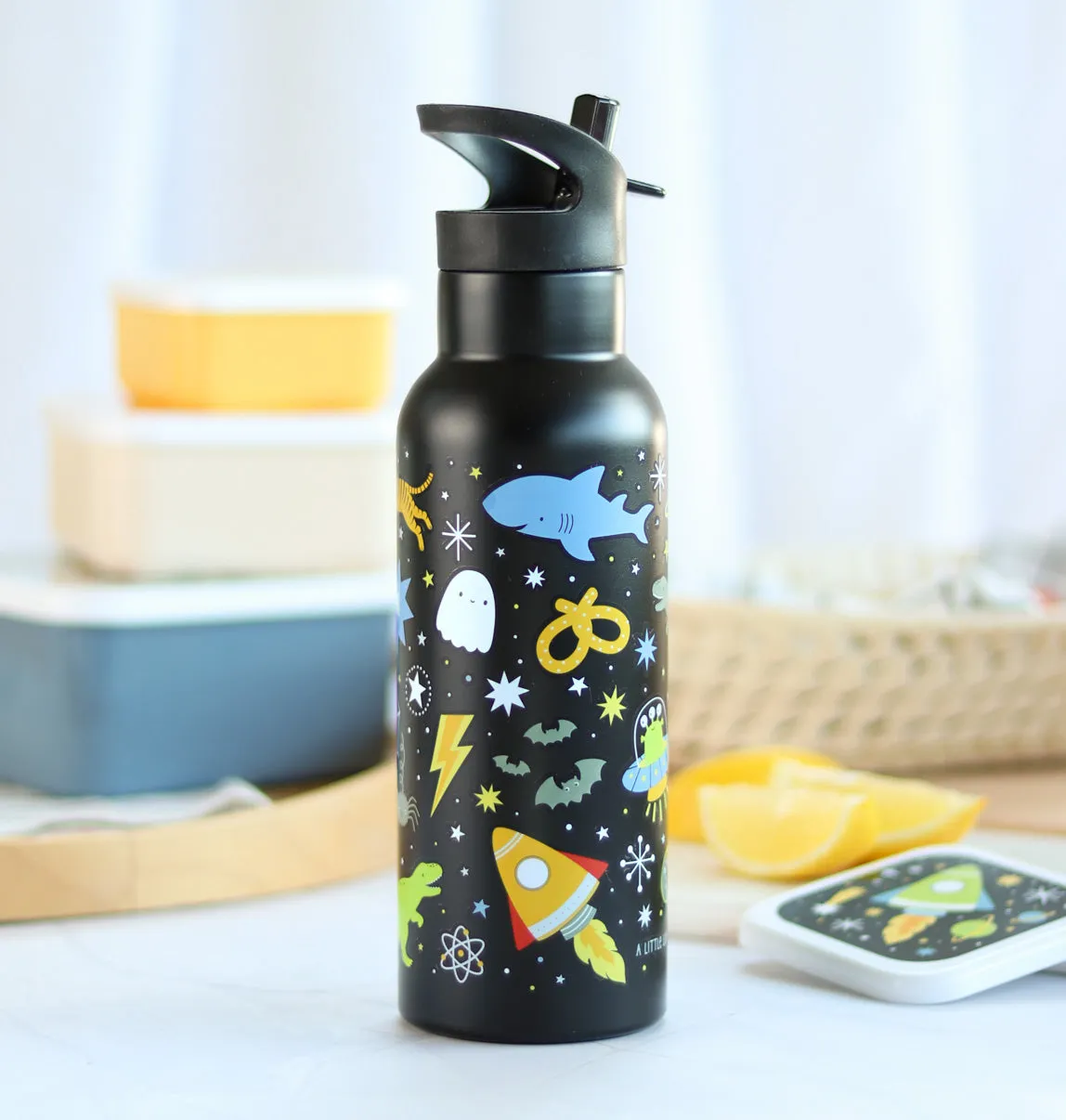 A Little Lovely Company Galaxy drinkfles RVS 500 ml dubbelwandig