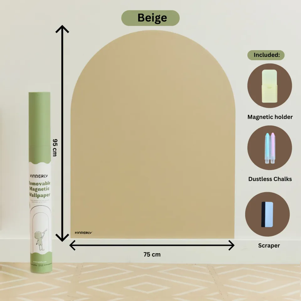 Kinderly Baby Magnetisch Behang Beige verwijderbaar met krijt