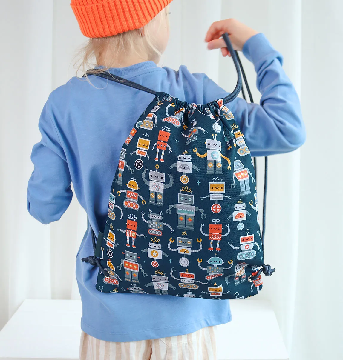 A Little Lovely Company Robots gymtas licht met ritsvak