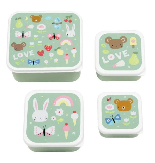 A Little Lovely Company Joy lunchbox set 4-delig mintgroen