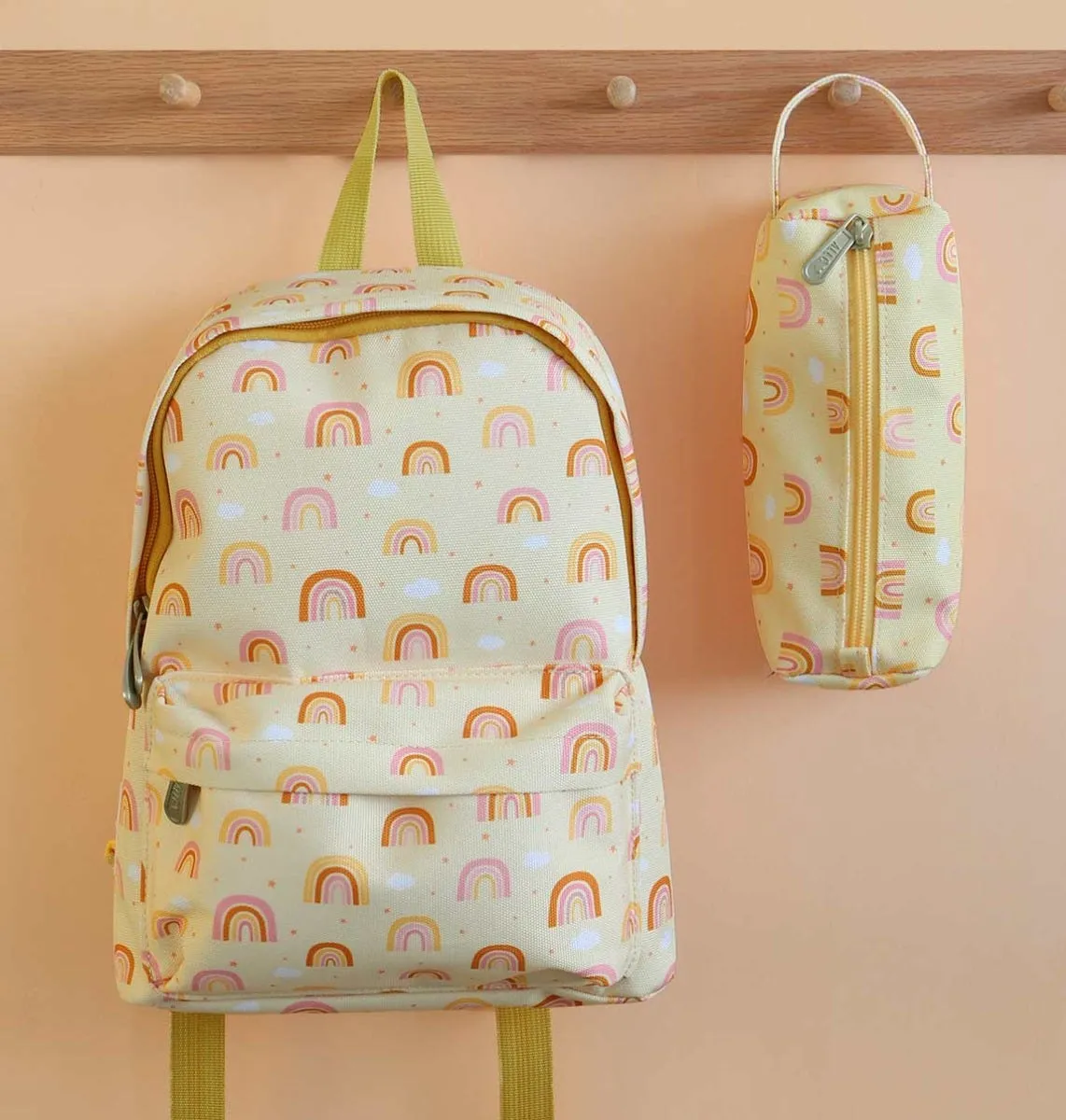A Little Lovely Company Regenbogen etui geel polyester met rits
