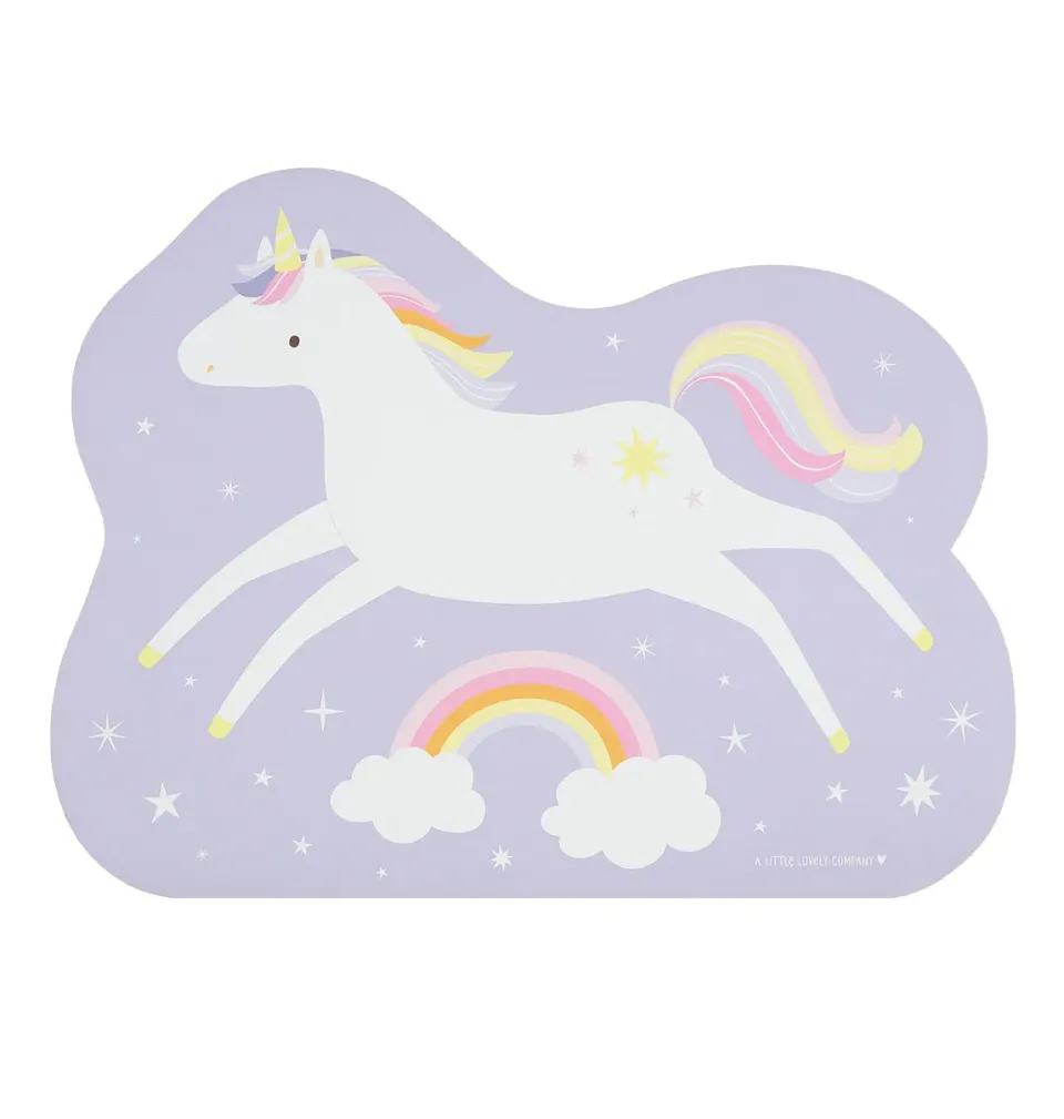 A Little Lovely Company Jumping unicorn placemat vinyl lila