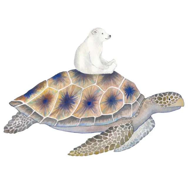 Hartendief Schildpad en IJsbeer muursticker 48x58 cm vinyl