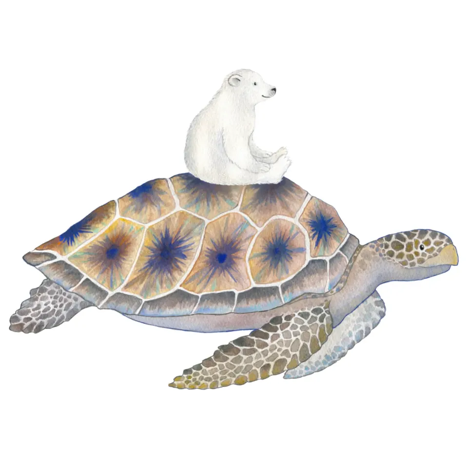 Hartendief Schildpad en IJsbeer muursticker 48x58 cm vinyl