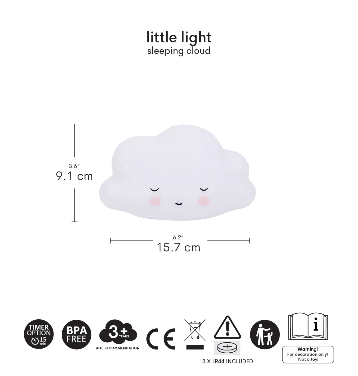 A Little Lovely Company Little Light slapende wolk mini lamp