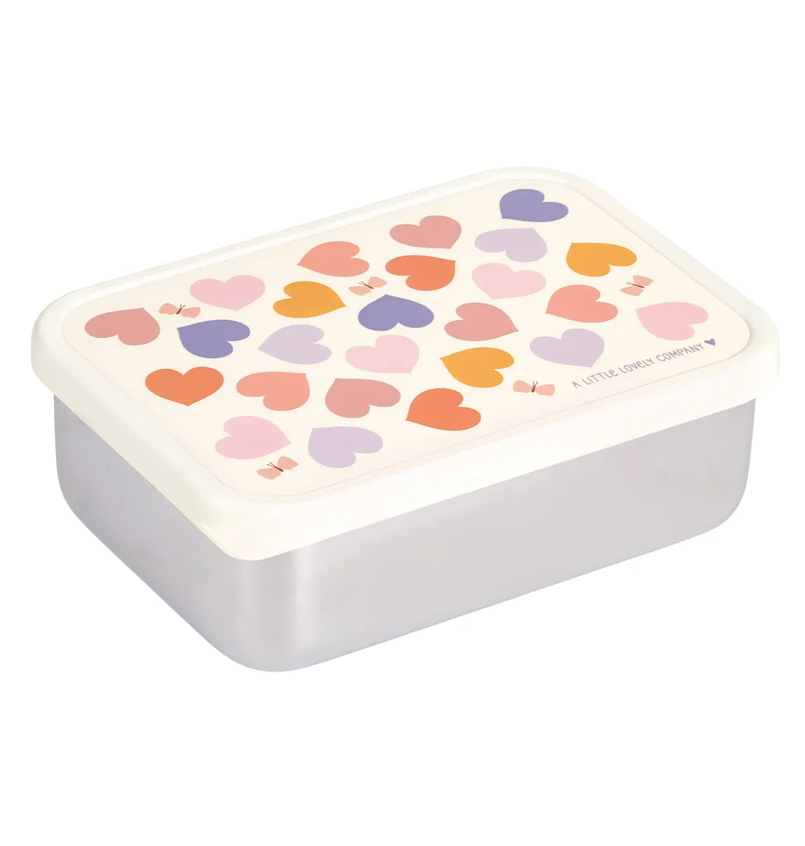 A Little Lovely Company Hartjes RVS lunchbox licht
