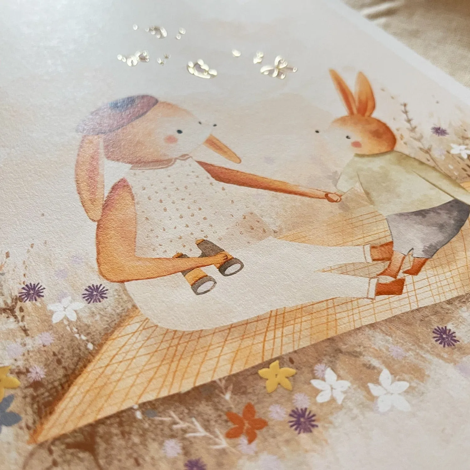 Lori & Cookie Kidsdeco Mama en Mia Konijn poster A4 goudfolie