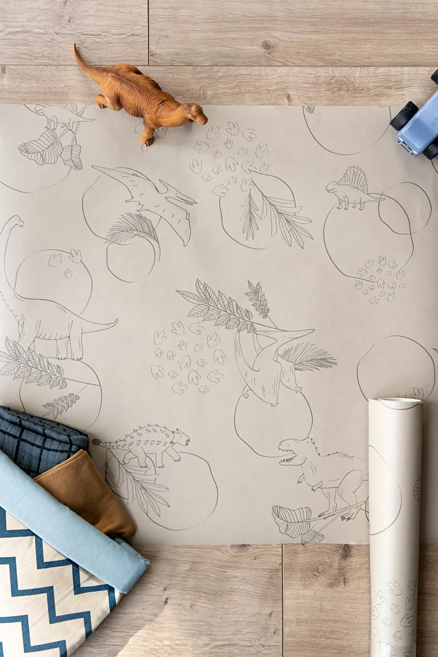 Little Amour Dino Planet zand behang 1 rol dinos