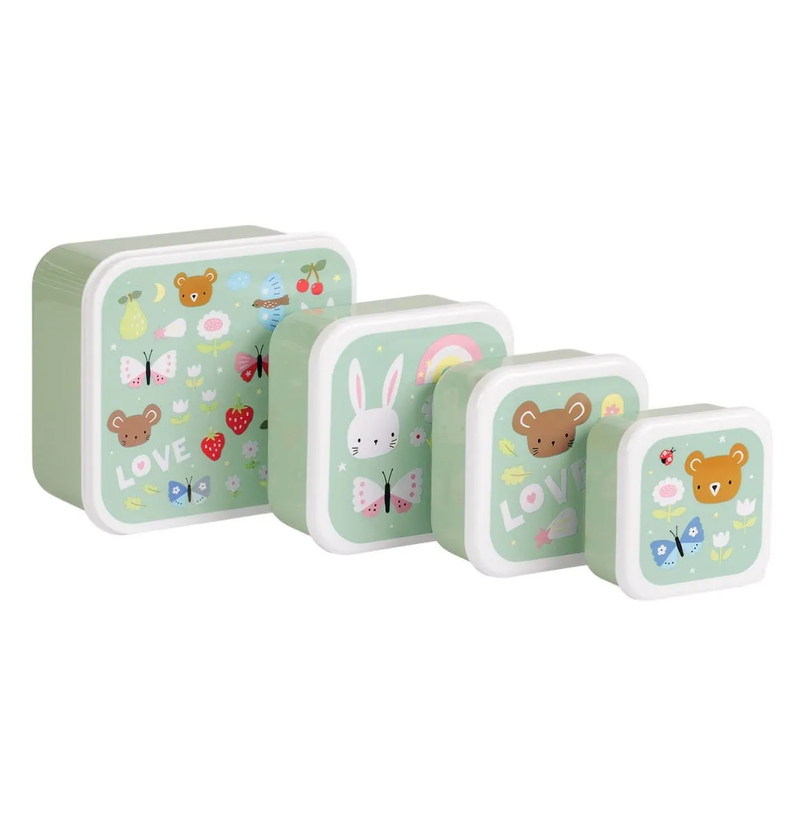 A Little Lovely Company Joy lunchbox set 4-delig mintgroen