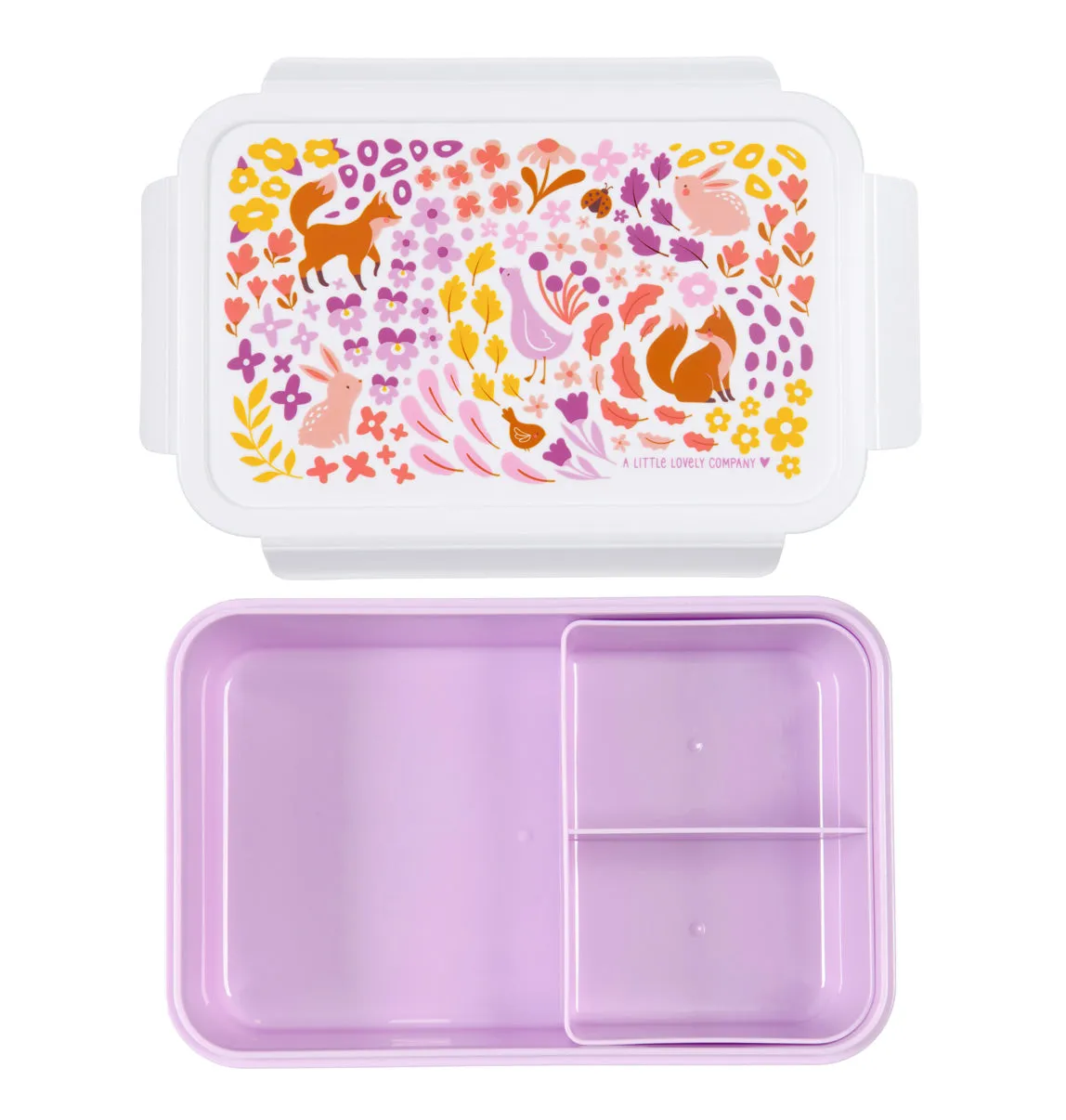 A Little Lovely Company Bloementuin bento lunchbox lila met vakken