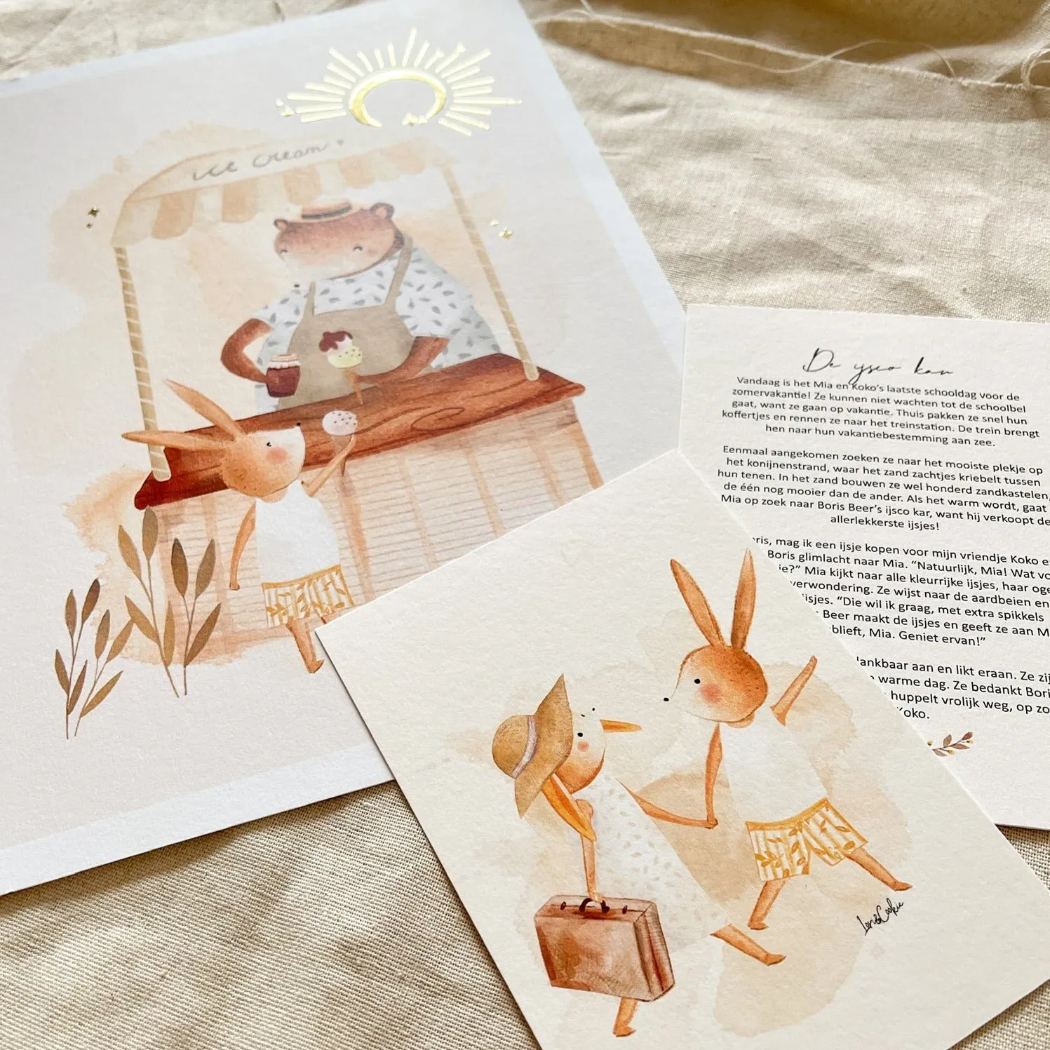 Lori & Cookie Kidsdeco De IJsco Kar poster goudfolie A4 vrolijk zomer
