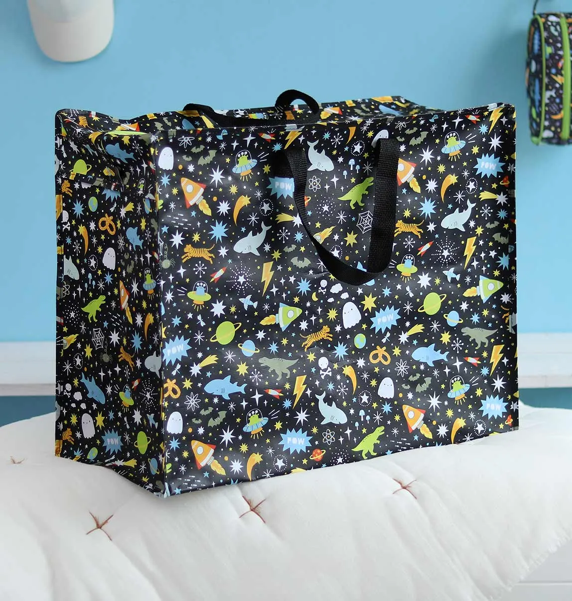 A Little Lovely Company Galaxy XL opbergtas zwart rits