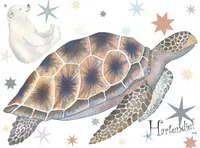 Hartendief Schildpad en IJsbeer muursticker 48x58 cm vinyl