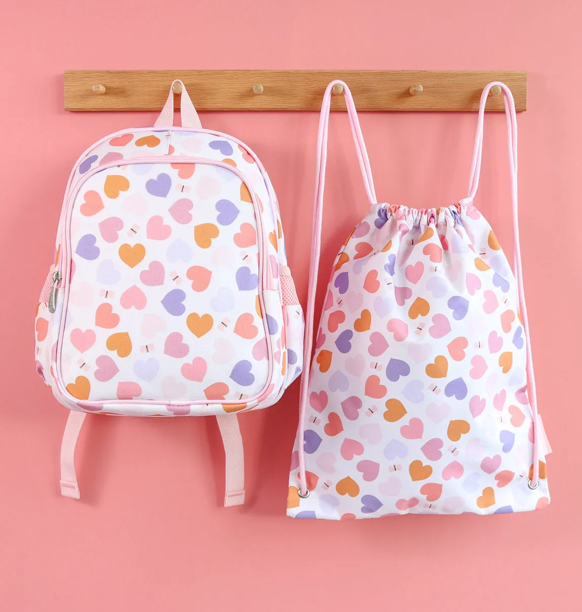 A Little Lovely Company Hartjes rugzak kind met koelvak roze