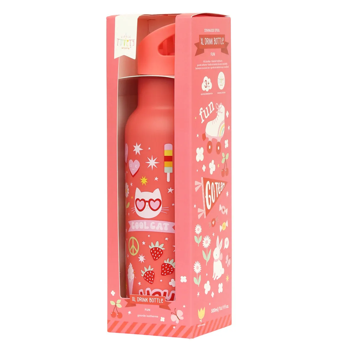 A Little Lovely Company Fun XL rvs drinkfles 500 ml