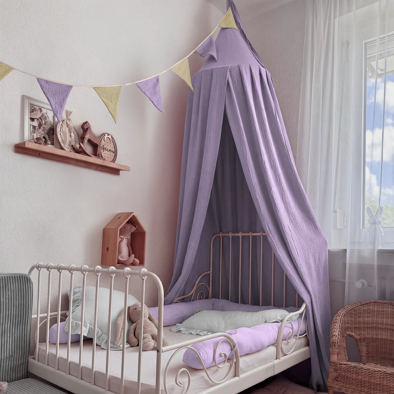 Lilimaus Bodenbett Set baldakijnset met slang muslin