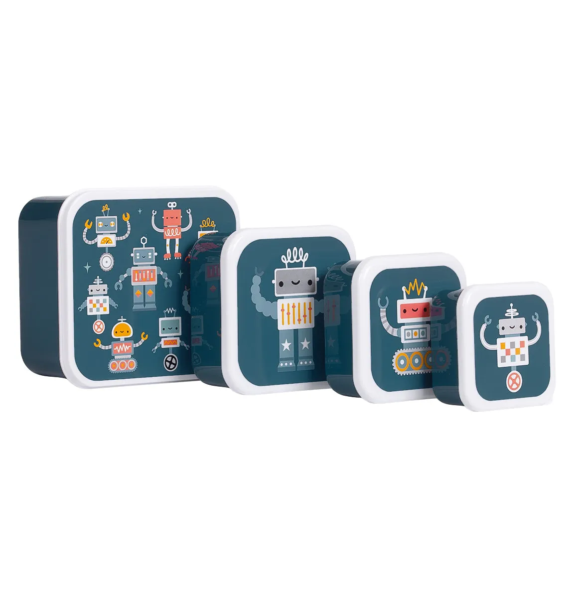 A Little Lovely Company Robots lunch snackbox set 4-delig