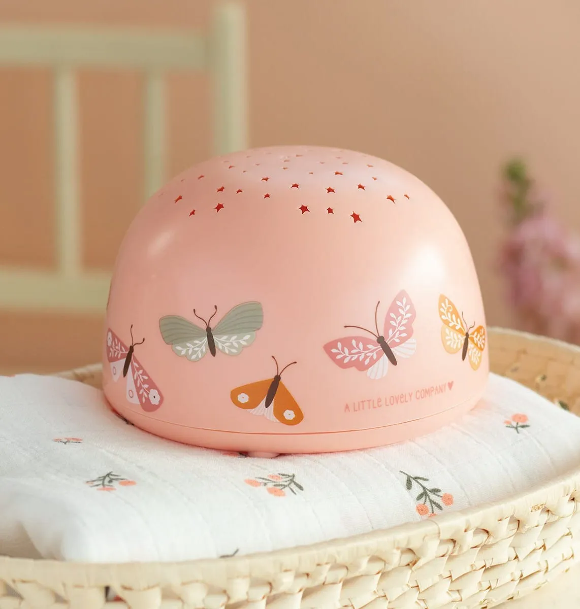 A Little Lovely Company Vlinders projectorlamp roze met timer