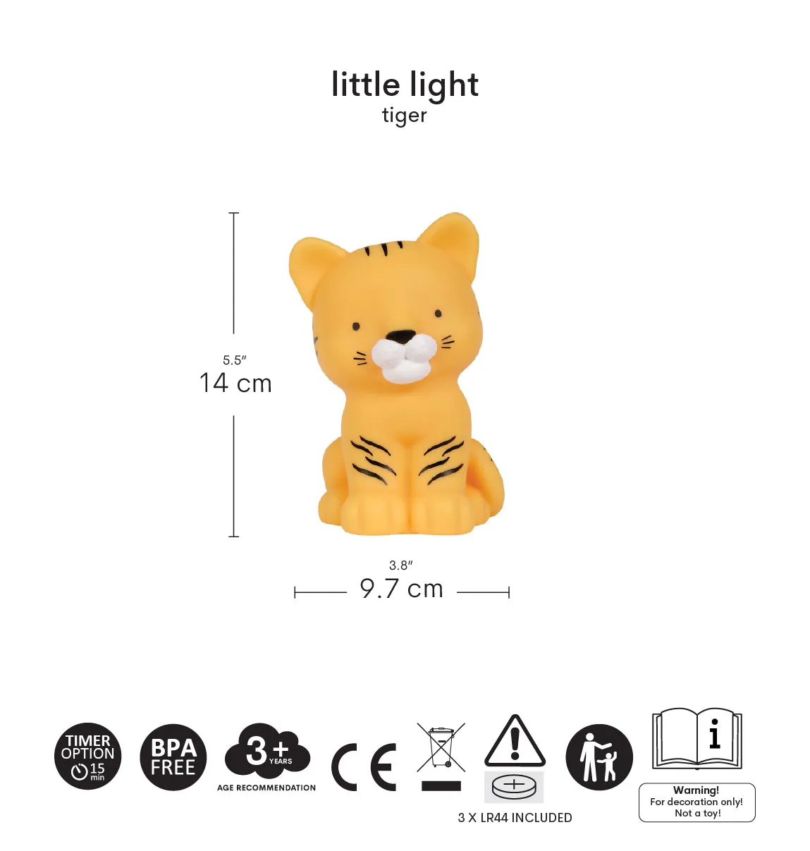 A Little Lovely Company Little light tijger nachtlampje geel