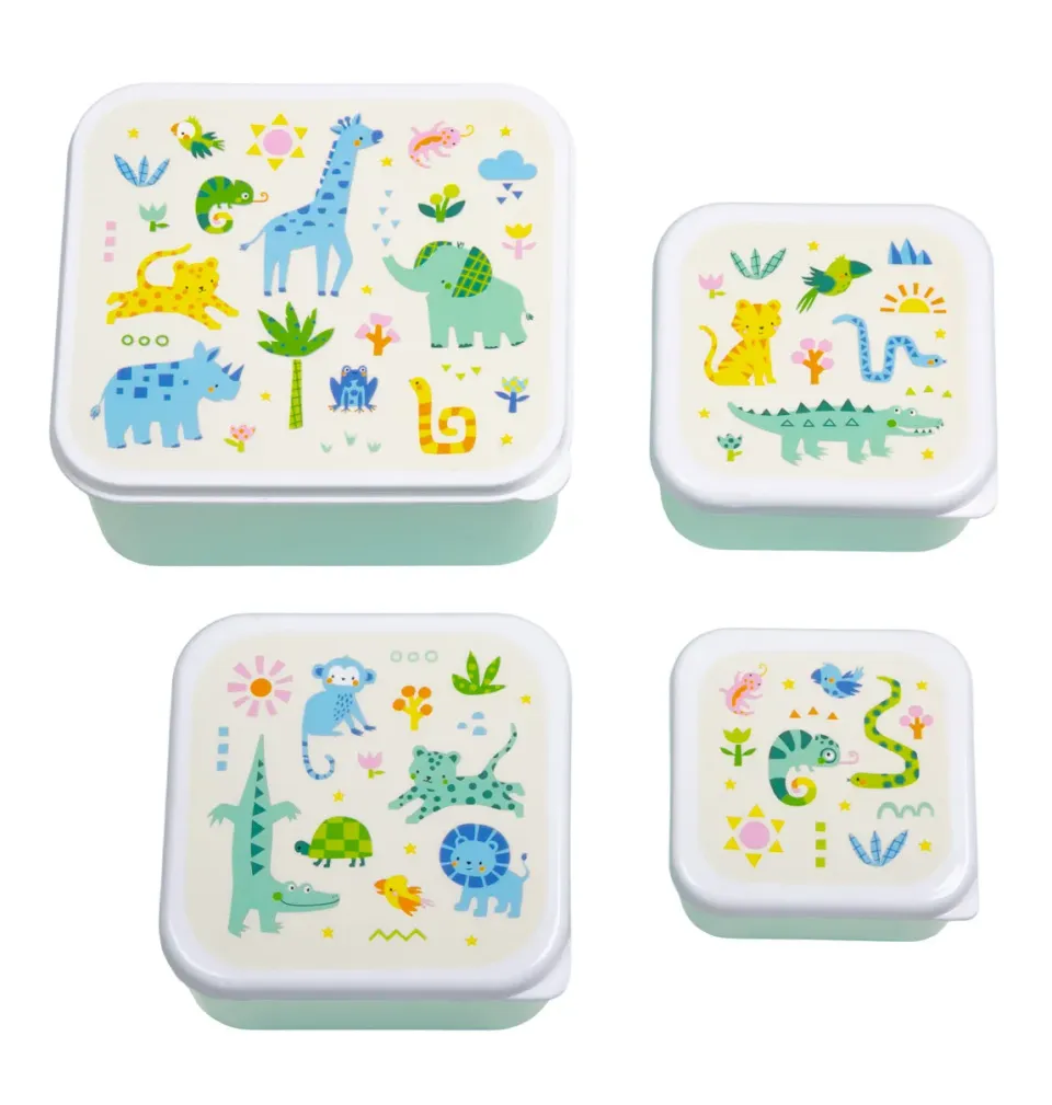 A Little Lovely Company Jungle lunch snackbox set 4-delig