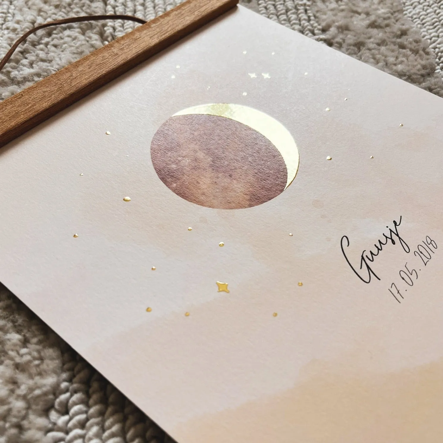 Lori & Cookie Kidsdeco Maanposter Terra A4 met naam goudfolie