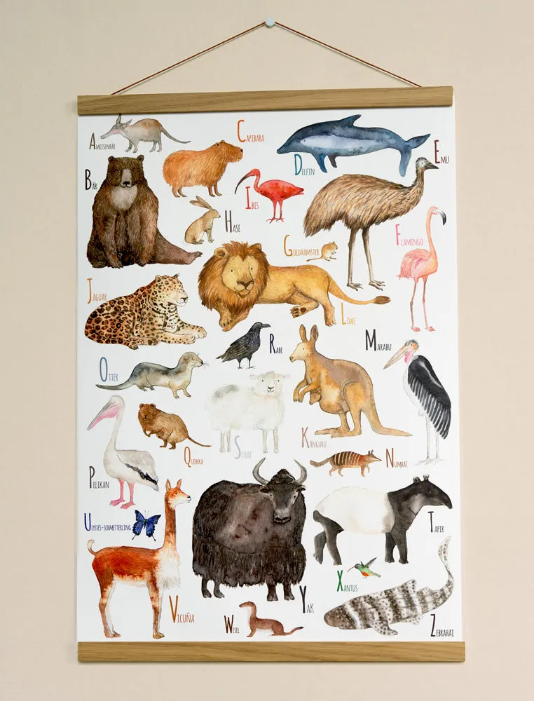 Hartendief Dieren ABC poster A2 Duits dierenalfabet