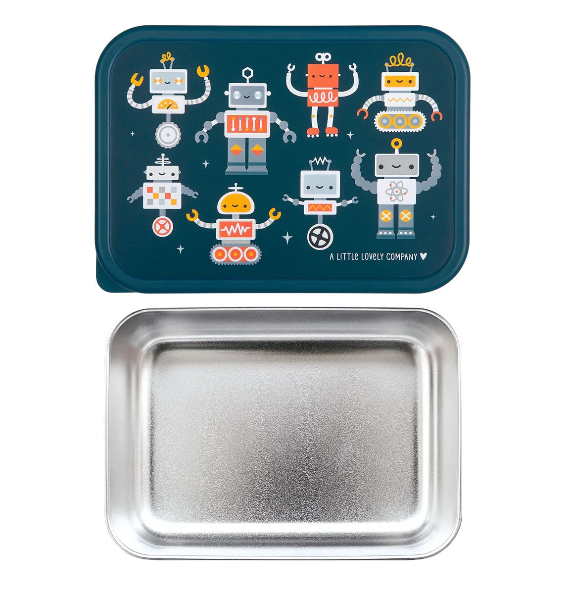 A Little Lovely Company Robots RVS lunchbox voor school