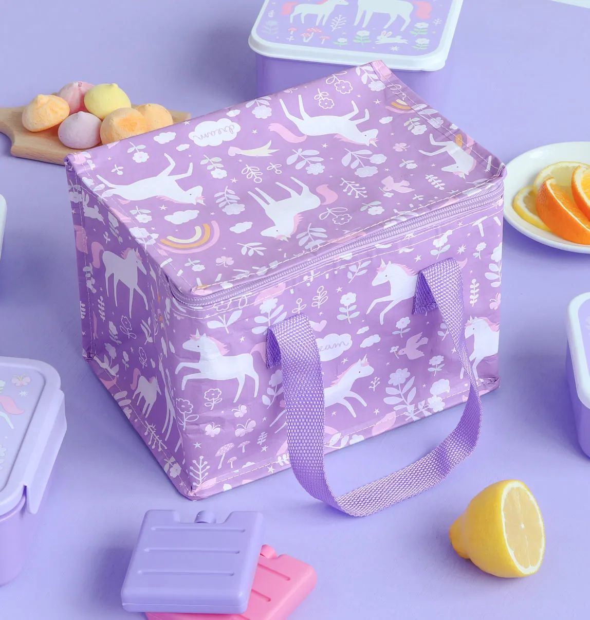 A Little Lovely Company Unicorn Dreams koeltasje paars