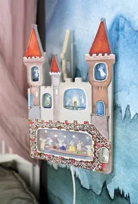 Hartendief Mouse Castle lamp 27x31 cm hout met lichtraampjes