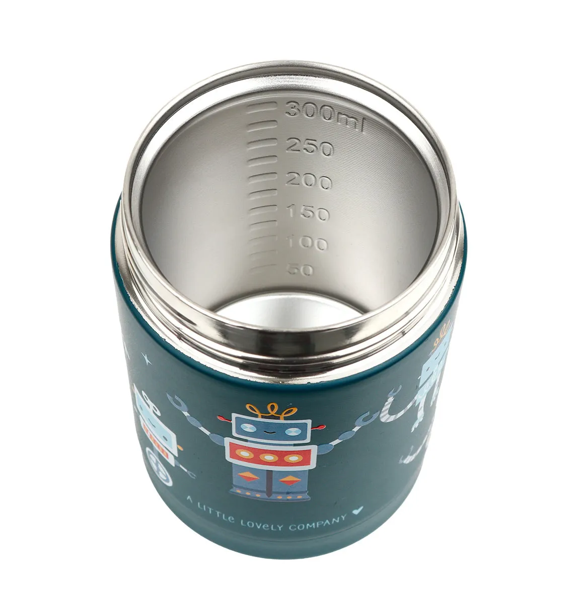 A Little Lovely Company Robots RVS voedselpot 300 ml geïsoleerd