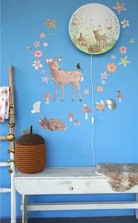 Hartendief Deer & Friends muursticker 57 cm aquarel