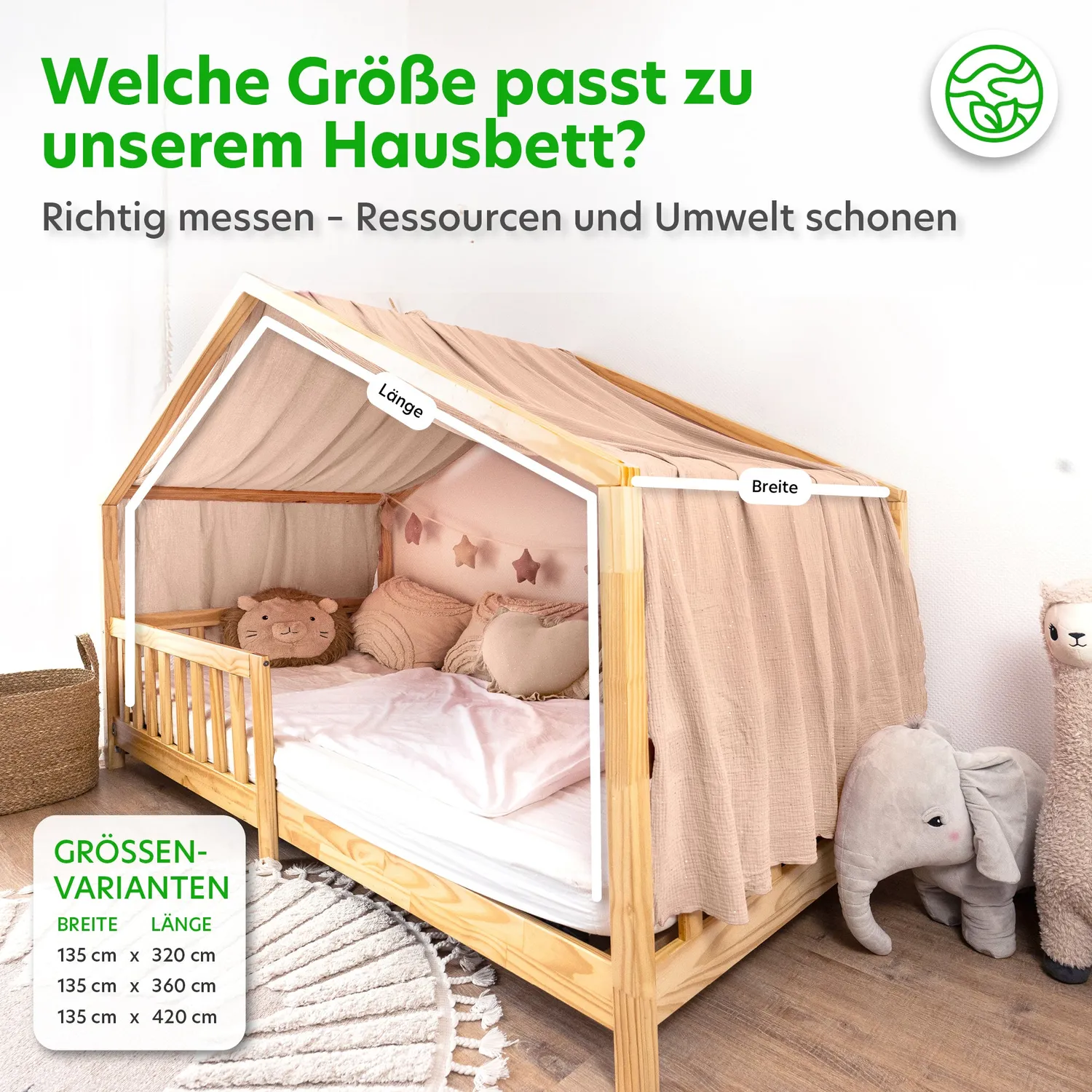 Lilimaus Huisbedhemel met Goud Bedhemel Beigeroze 90x200cm