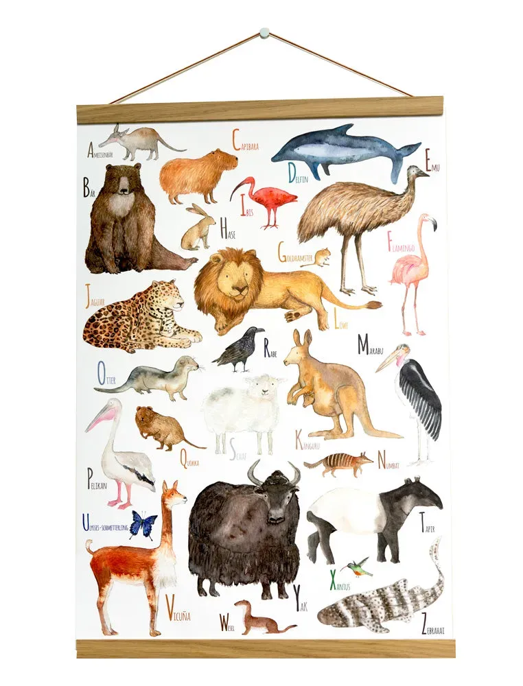 Hartendief Dieren ABC poster A2 Duits dierenalfabet