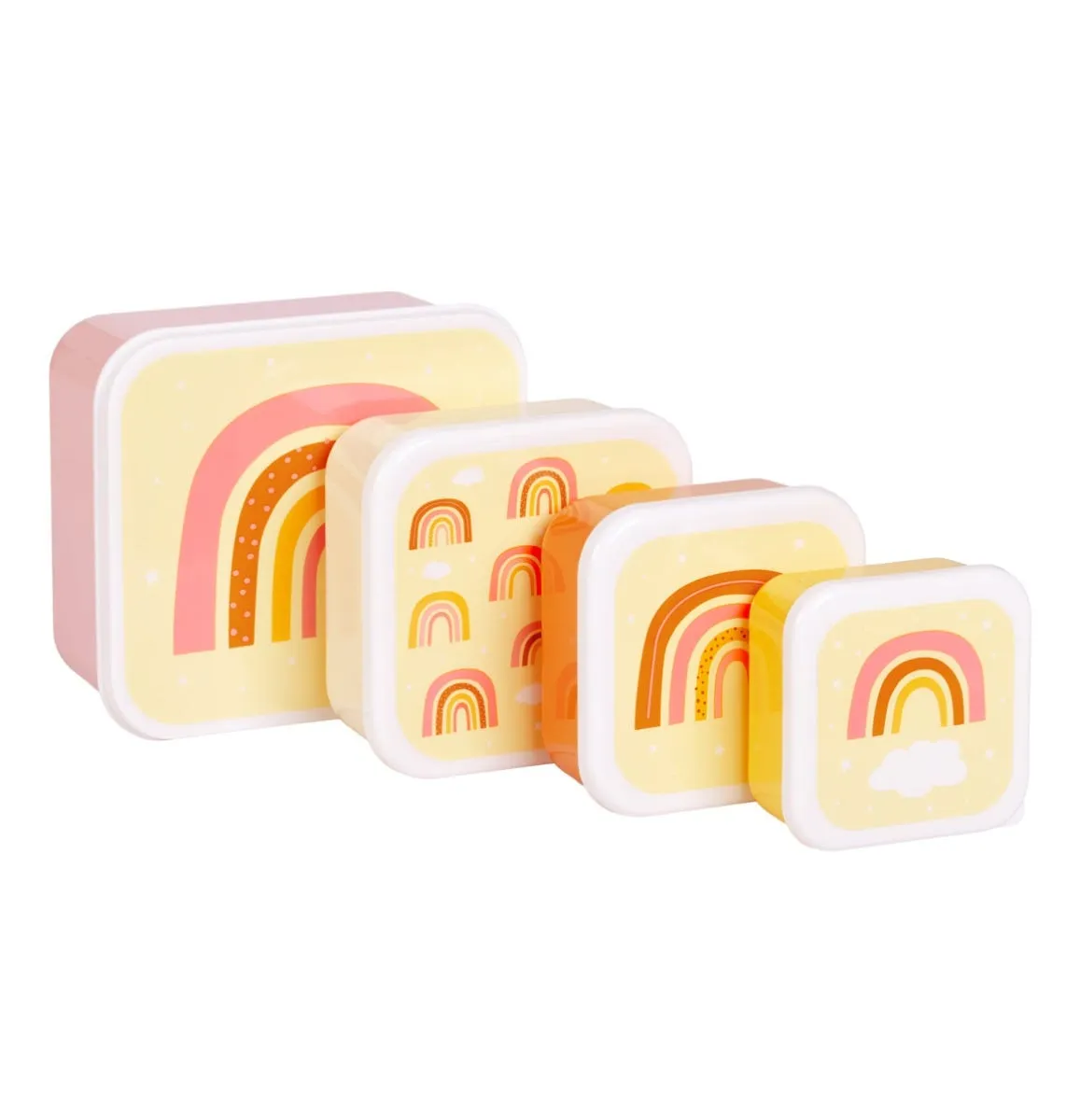 A Little Lovely Company Regenbogen lunchbox set 4 stuks geel