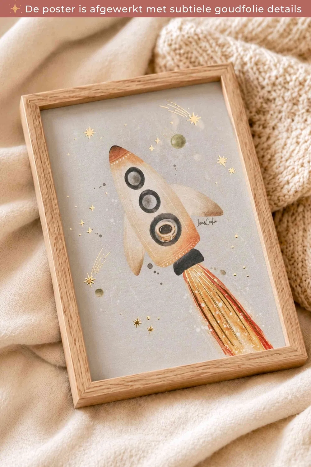 Lori & Cookie Raket poster 15x21 cm goudfolie