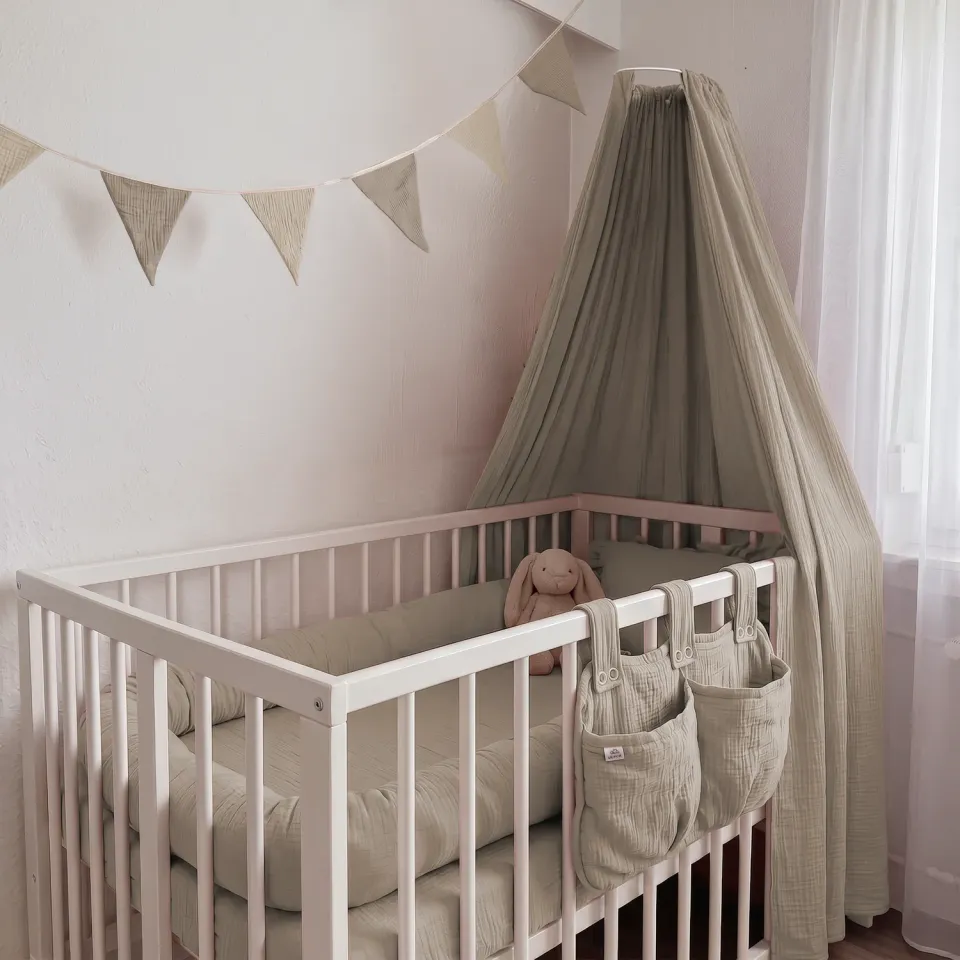 Lilimaus Babybett Set babyset 6-delig muslin met laken