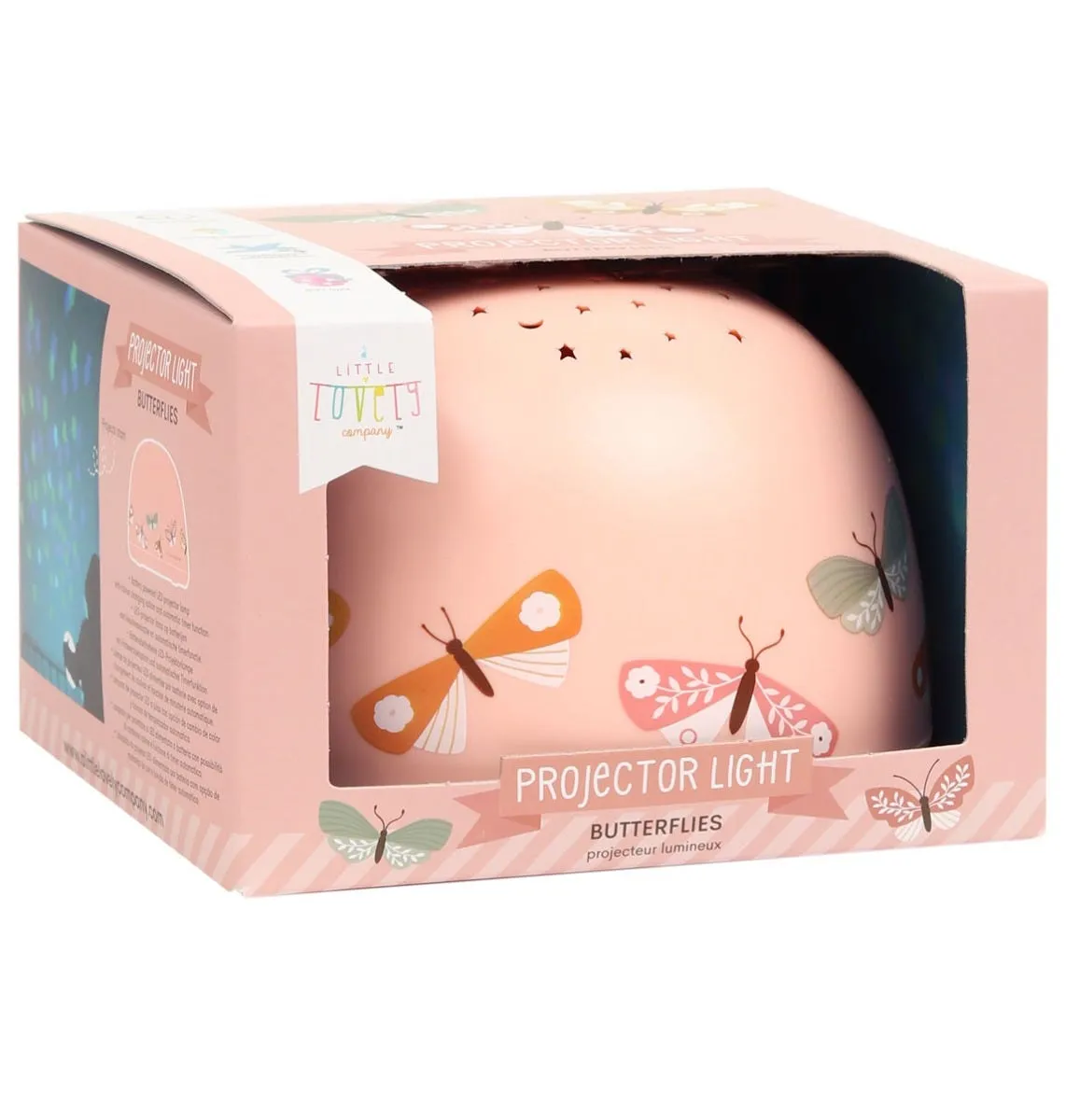 A Little Lovely Company Vlinders projectorlamp roze met timer